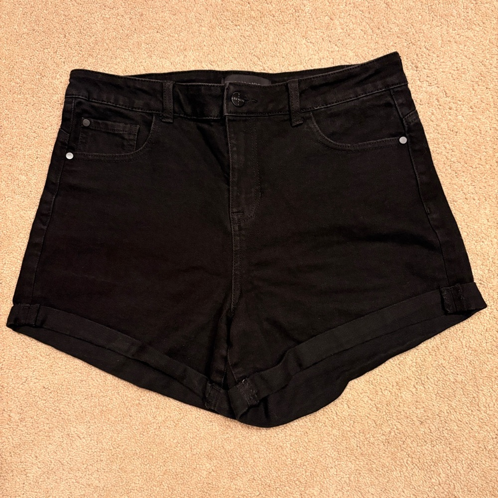 Kendall Kylie High Waist Midnight Black Denim Shorts Size 9 Waist 29 Rave Grunge